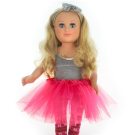 My Lello Hot Pink 18" Doll, Pet, or Preemie Baby Tutu 3-Layer Ballerina