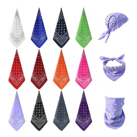 Ketilrub Pack of 12 Unisex Paisley Bandanas, Cowboy Bandana, Multifunctional Handkerchiefs, Paisley Pattern Headscarf, 100% Cotton for Cycling, Outdoor and Everyday Life, 54 x 54 cm, multicoloured