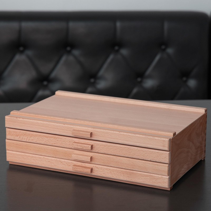 Falling in Art 4 Drawer Artist Supply Storage Box, Wooden