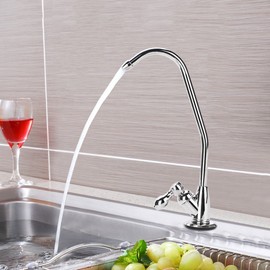 1/4 Inch Kitchen Tap Made of Zinc Alloy Tap Water Chrome-Plated Reverse Osmosis RO Drinking Water Filter, Drinking Water Tap, Lead-Free, One-Handed High Arc Pulldown, Modern Style