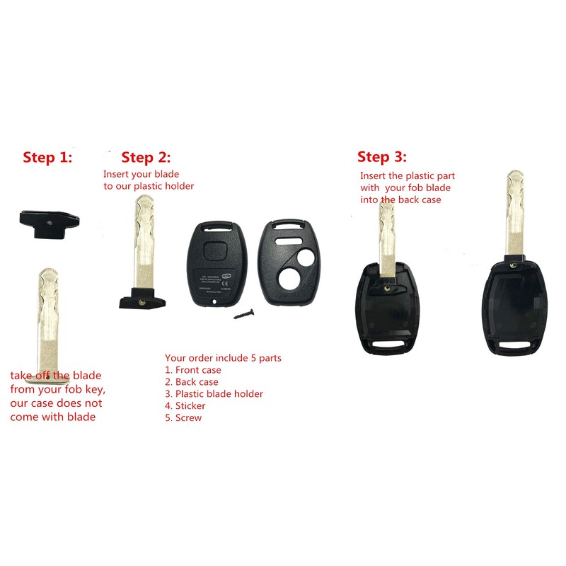 Horande Keyless Entry Remote Control Key Fob Cover Shell fit