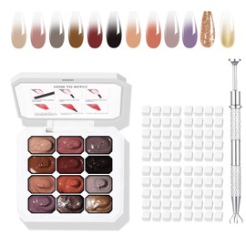 finger secret 12 Colors Ombre Gel Pat Nail Polish Set,Ombre Pigment for Nails,Gradient Painting Blooming Gel with 100Pcs Nail Sponges for 3D Gels Nail Art Patting in Salon or Home Use