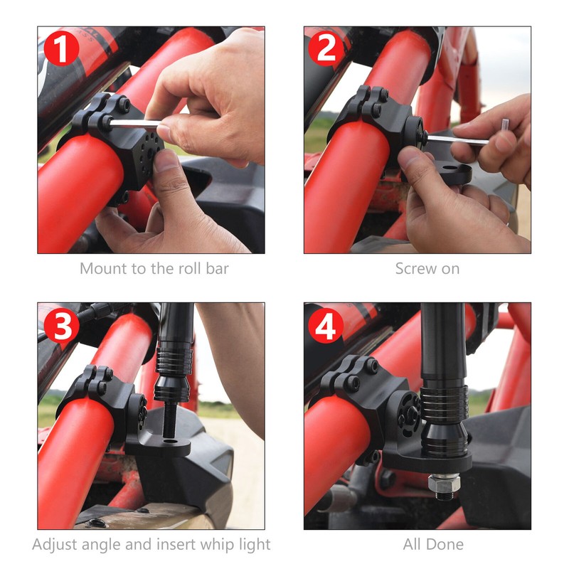 Flag Mount Whip Light Antenna Mounting Bracket Tube Clamp Mount