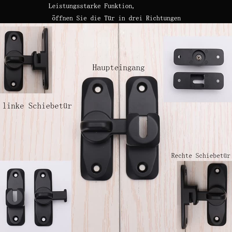 Sliding Bolt Locks,（Black） 90 Degree Heavy Duty Carbon Steel Bar