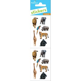Playhouse Pack of Three Perforated Sticker Half-Sheets for Crafts, Trading & Collecting - Zoo Animals