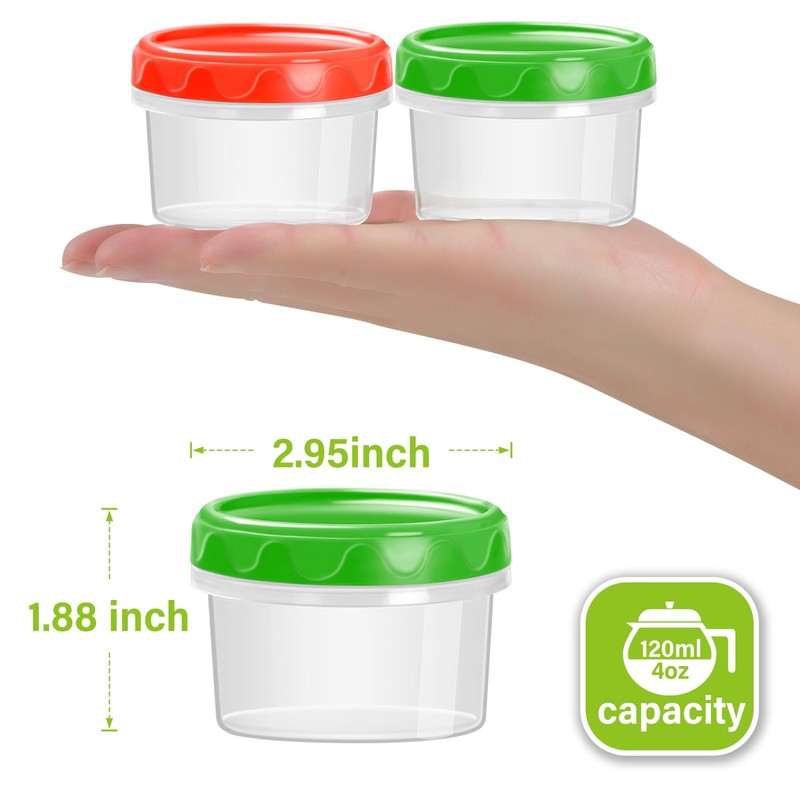 EONJOE 4oz Plastic Containers with Lids Reusable Dishwasher Freezer Safe