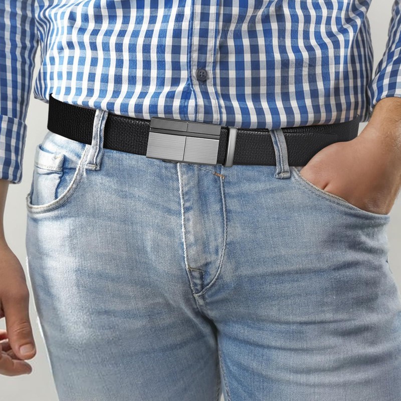 ITIEZY Men's Automatic Belt Designer Leather Belt Buckle Black, 05