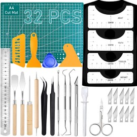 32Pack Vinyl Weeding Tools with T-Shirt Alignment Ruler Kit, Weeding Tools for Vinyl, Vinyl Weeding Tools Kit for Weeding Vinyl, DIY Christmas Gifts, Craft, Silhouettes, Cameos, Cutting, Scrapbook