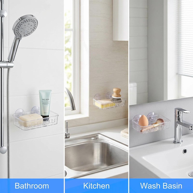 lMengjbang 2Pcs Suction Cup Soap Dish Holder Acrylic Shower Soap