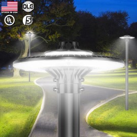 150W Garden Light with Dusk-to-Dawn Feature Post Lamp Fixture Exterior Lantern Head Outside Led Lights for Yard ParkColor: Black, Emitting Color: White, Lamp Power(W): 60
