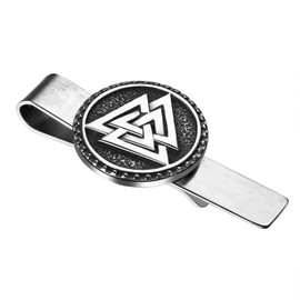 OIDEA Viking Tie Clips for Men: Silver Viking Runes Necktie Bar Clips Tie Clasp Stainless Steel Stickpin Tie Pins Nordic Amulet Jewelry Gifts