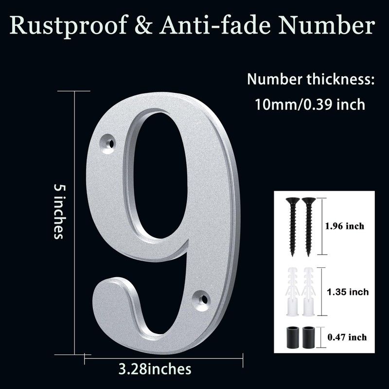 Unique 5-Inch High Acrylic House Numbers - Rustproof & Anti-fade
