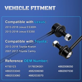 2Pcs K750123 Front Sway Bar Stabilizer End Links Compatible with Toyota Camry 2007 2008 2009 2010 2011 2012 2013 2014 2015 2016 2017, Toyota Avalon & Lexus ES300h ES350 2013-2018