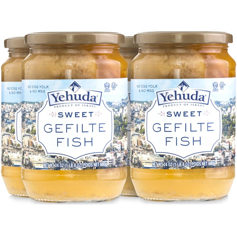 Yehuda Sweet Gefilte Fish, 24oz (4 Pack) | Kosher for