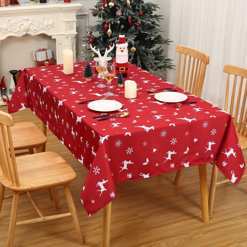 LuxFocus Christmas Tablecloth, 54 x 90 Inch Table Cloths Rectangular,