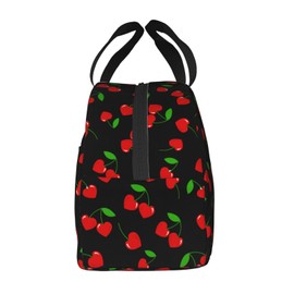 MOLIAN Red Hearts Cherry Lunch Bag For Teen Girls Women, Oxford Cloth Reusable Lunch Tote Box Bag For Work School
