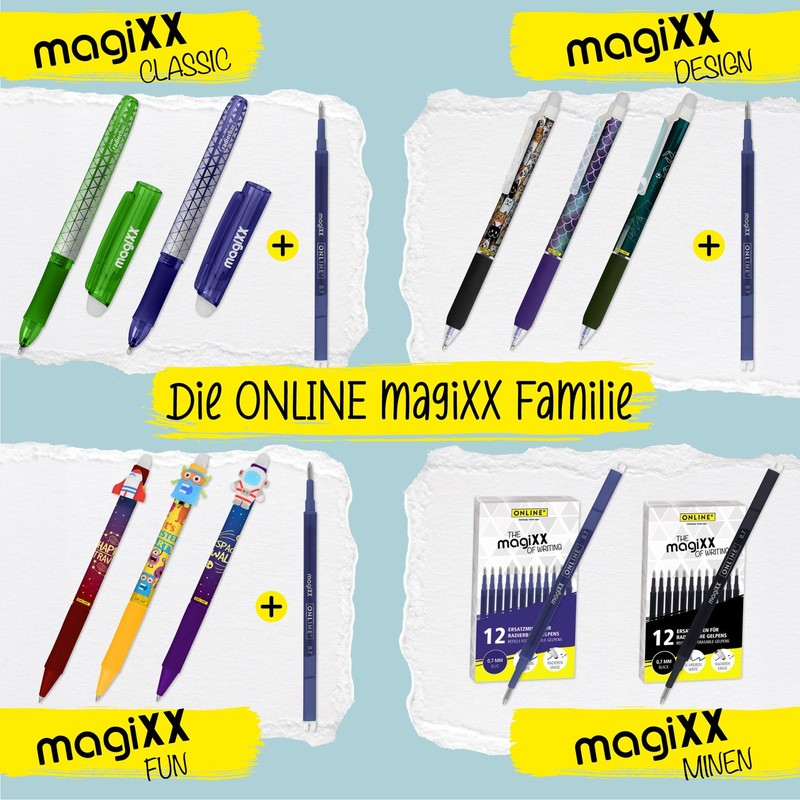 Online magiXX, 3 x Shiny Dreams Erasable Gel Pen Blue