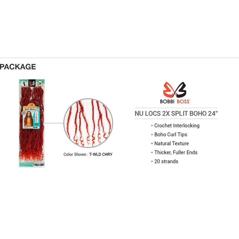 BOBBI BOSS Crochet Braids Nu Locs 2X Split Boho 24"