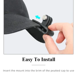 SUREWO Baseball Cap Clip Mount Baseball Cap Clamp Quick Release Mount for GoPro Hero 13 12 11 10 9 8 7 6 5 Black DJI Osmo Action 2