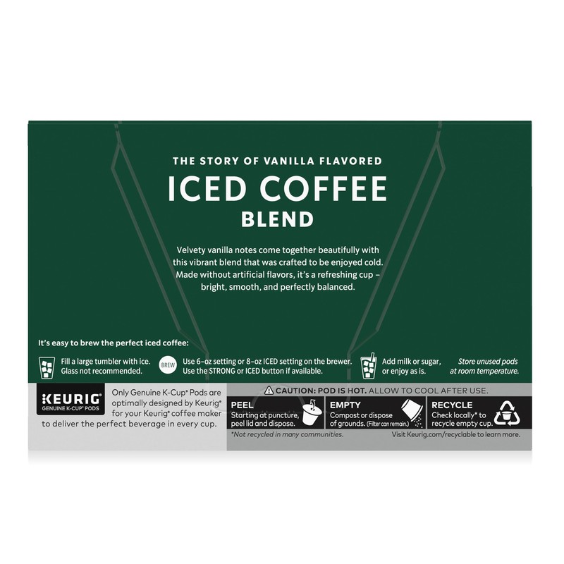 Starbucks K-Cup Coffee Pods, Iced Coffee Blend, Vanilla Naturally Flavored