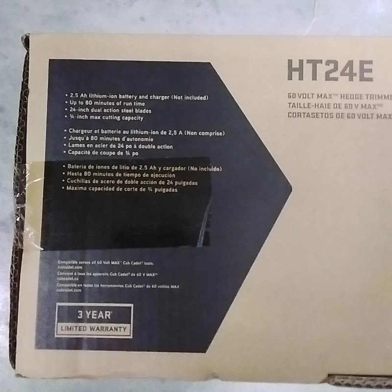 Cub Cadet HT24E 60 Volt Max 24" Cordless Electric Hedge