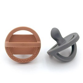 Doodle & Co. London Classic Pacifier for New Born Babies | BPA Free Angled Shape 100% Silicone for Infants with & without Teeth | Helps Promote Healthy Oral Development | 0+ Months | Earth/Night