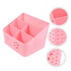 GRIRIW 5 Compartment Plastic Storage Box Decorative Rattan-Like Basket Stackable