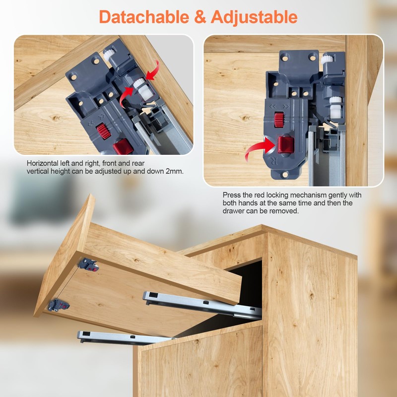 4 Pair 21 Inch Undermount Soft Close Drawer Slides Full