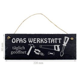 Dekolando Grandpa's Workshop Slate Plate Gift Grandpa 22 cm x 8 cm Slate Slate Plaque Gifts Birthday Birthday Gift Outdoor Door Sign Workshop Sign