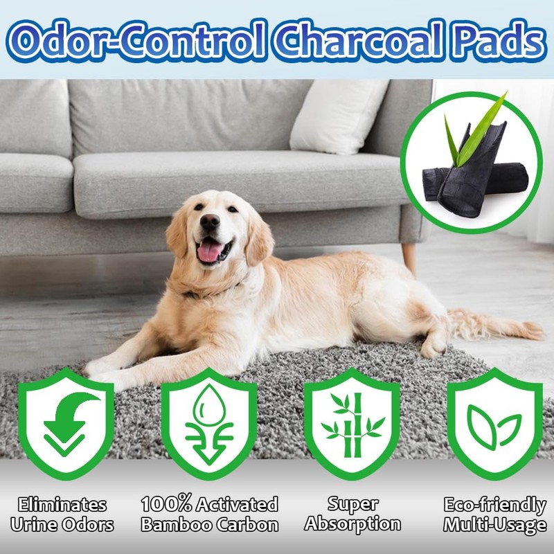 Dogcator 60 Count Charcoal Pee Pads for Dogs, 28"x34" Activated