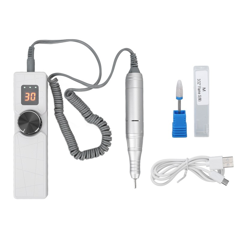LCD Nail Drill Machine Portable USB Charging Adjustable Electric Nail
