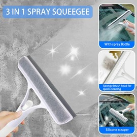 3 in 1 Spray Squeegee, 3 in 1 Window Cleaning Scraper, Window Squeegee with Sprayer for Glass, Flooring and Tiles, etc. (Blue)