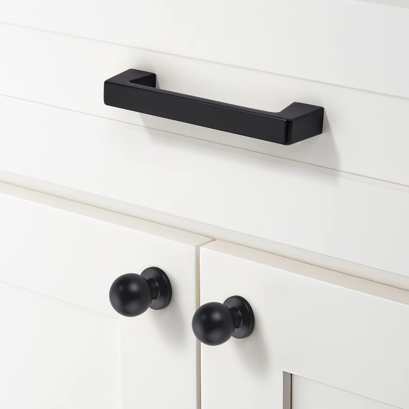 khtumeware 10 Pack 5 Inch(128mm) Kitchen Cabinet Handles,Matte Black Cabinet