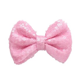 HAIRBOWS Girls' 3.5-Inch Glitter Bow Hairpin - Sparkling Sequin Bow Tie Hair Clip for Girls,Teens, and Women, Light Pink