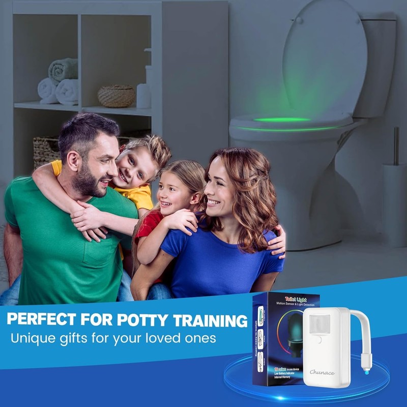 Chunace Toilet Bowl Night Light Motion Sensor, 16 Color Changing