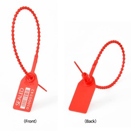 LeadSeals 500 Red Plastic Barcode Seals, Numberd Plastic Tamper Seals Security Tags, Pull-Tite Safety Zip Ties, Tamper Proof Tags Plasic Locks for Fire Extinguishers