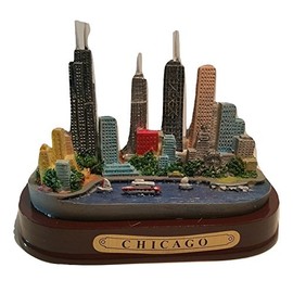Chicago City Souvenir Paperweight with Willis Tower, Hancock Building, Navy Pier & Lake Michigan