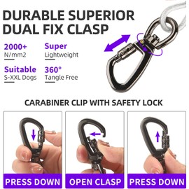 Cwlovys - Cable de amarre para perro, 10/20/30/50 pies para perros de hasta 250 libras (blanco 10 pies)