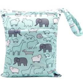 2 Bolsa Impermeable para Ropa Mojada, Bolsas Húmedas Secas para Pañales de Tela de Bebé, Bolsa para Ropa Mojada Natacion Reutilizables y Lavables,con Dos Bolsillos Cremallera para Guardería,Ropa Sucia