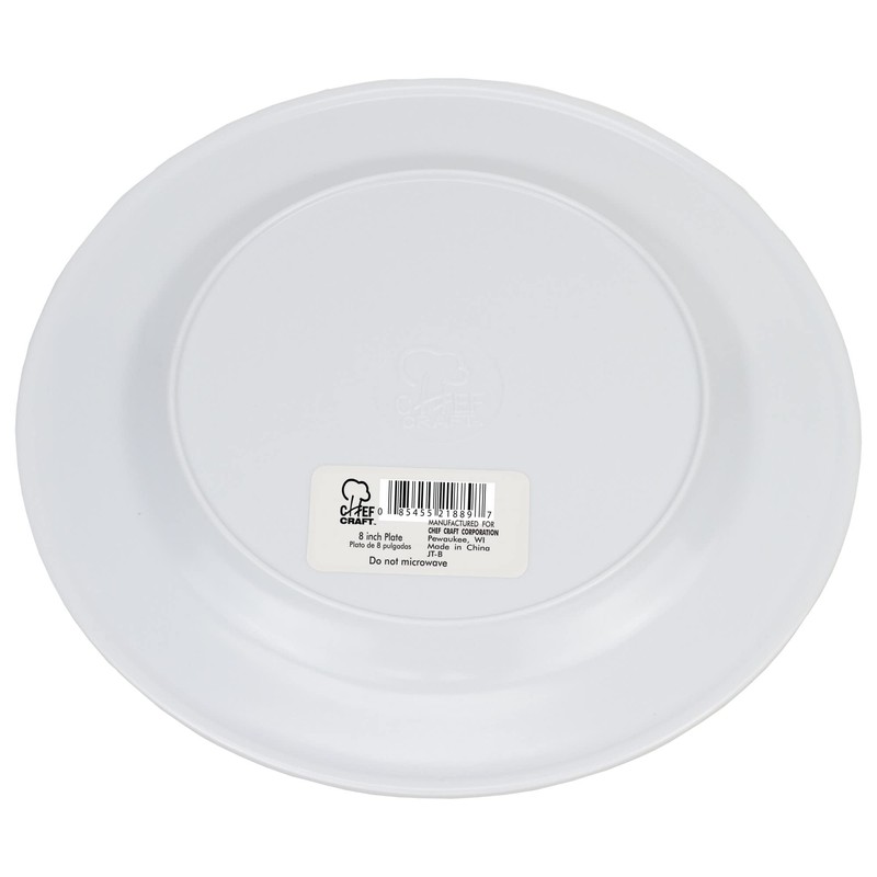 Chef Craft Classic Melamine Appetizer Plates, 8 inches in Diameter,