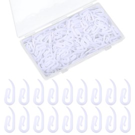 Wonderjune 300 Pcs White Plastic Curtain Hooks for Drapes Window Pinch Pleat Track Hooks for Channel Track Door Shower Curtain
