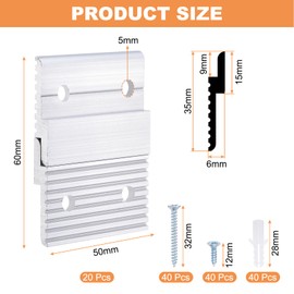 sourcing map French Cleat Picture Hanger 2 Inch, 10 Pairs Aluminum Z Clip Supports 30lbs, Interlocking Wall Mounting Bracket, to Hang Mirrors, Panels, Shelves, Headboards, Art Frames