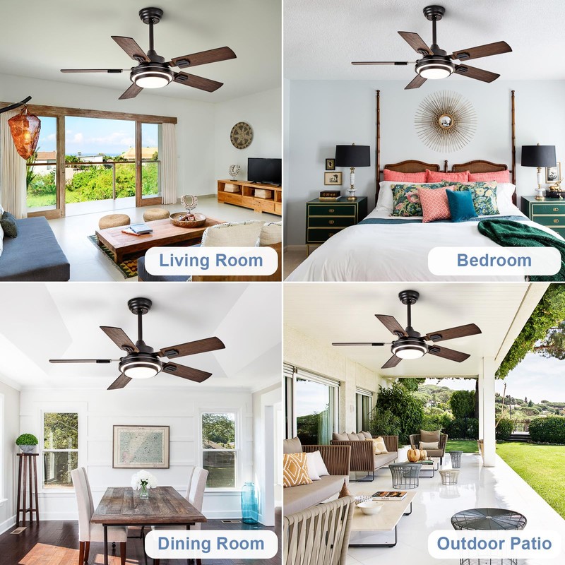 Depuley 42-Inch Ceiling Fan with Light: Walnut Ceiling Fans with