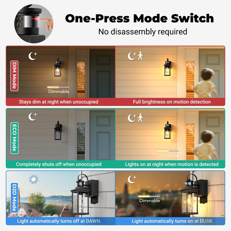 OPAXIS 2-Pack Front Porch Lights Outdoor Wall Mount Sconce with