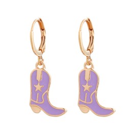 RUOFFETA Western Cowgirl Boot Earrings for Women, Cowgirl Hat dangle Earrings(Lavender Boot)