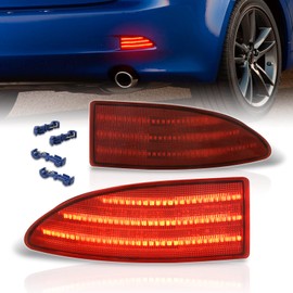 AJP Distributors Rear Bumper Red LED Reflector Lights Tail Brake Signal Fog Lamps Assembly Pair Compatible/Replacement For IS250 / IS350 2006 2007 2008 2009 2010 2011 2012 2013 06 07 08 09 10 11 12 13