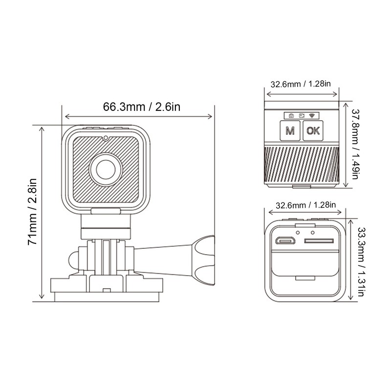 WiFi Action Camera 1080P IP68 Waterproof 256G Expand Portable Small