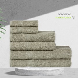 HOMELOVER 6 Piece Towel Set - 100% Organic Cotton, 2 Bath Towels, 2 Hand Towels, 2 Washcloths - 500 GSM, Hotel & Spa Quality, Soft, Quick Dry, Highly Absorbent Bathroom Essentials (Space Gray)