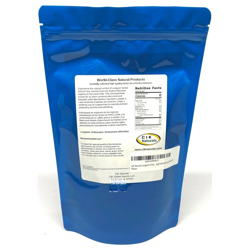 CIK Naturals Lungwort Herb Pulmonaria tea Herbal Infusions (100g) Zip-lock