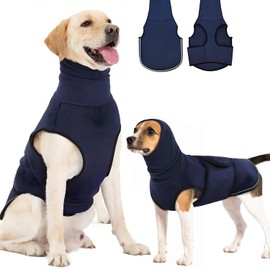 Chaleco Ansiedad para Perro, con Orejeras contra Ruido, Reflectante Chaleco Antiestres para Perros, para Fuegos Artificiales, Truenos, Viajes, Separación (Azul, XS)